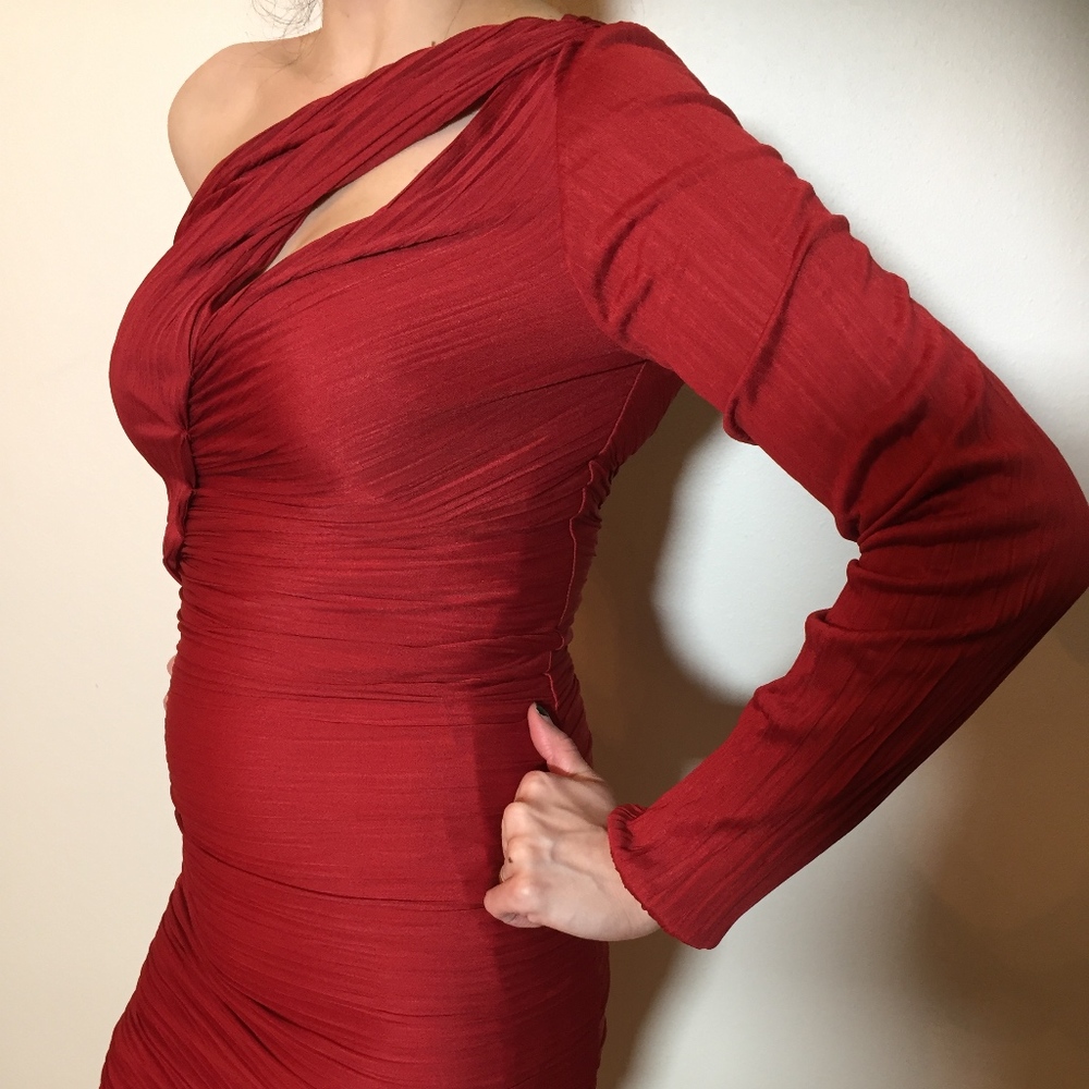 RED Single Sleeve Mini Dress